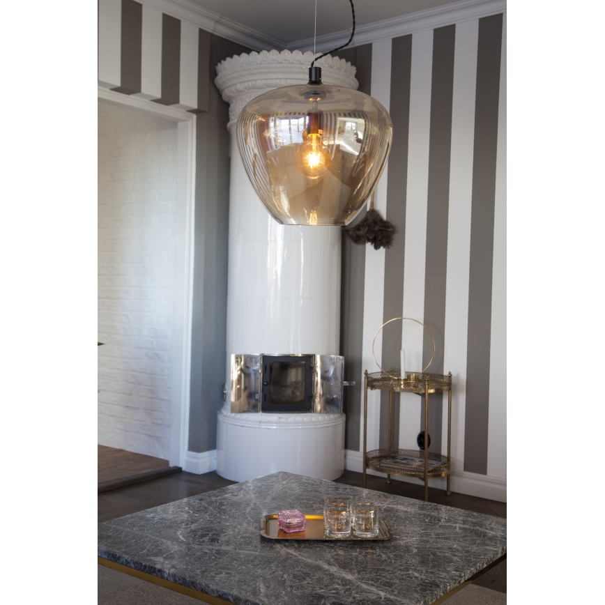 ByRydens - Lampadario a sospensione con filo BELLISSIMO 1xE27/8W/230V fumé/marrone diametro 40 cm