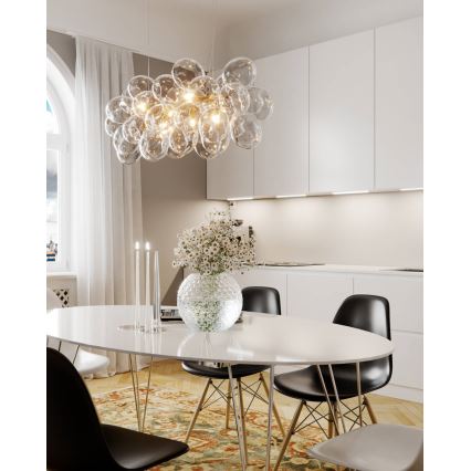 ByRydens - Suspension sur câble GROSS BAR 8xG9/4W/230V, transparente