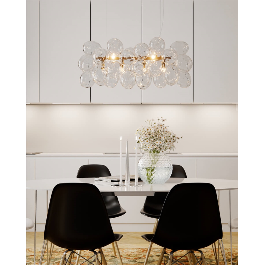 ByRydens - Suspension sur câble GROSS BAR 8xG9/4W/230V, transparente