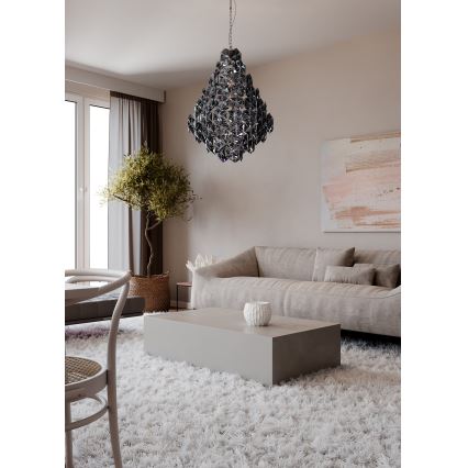 ByRydens - Kronleuchter an Kette MONARQUE GRANDE 11xE14/5W/230V schwarz d 58 cm