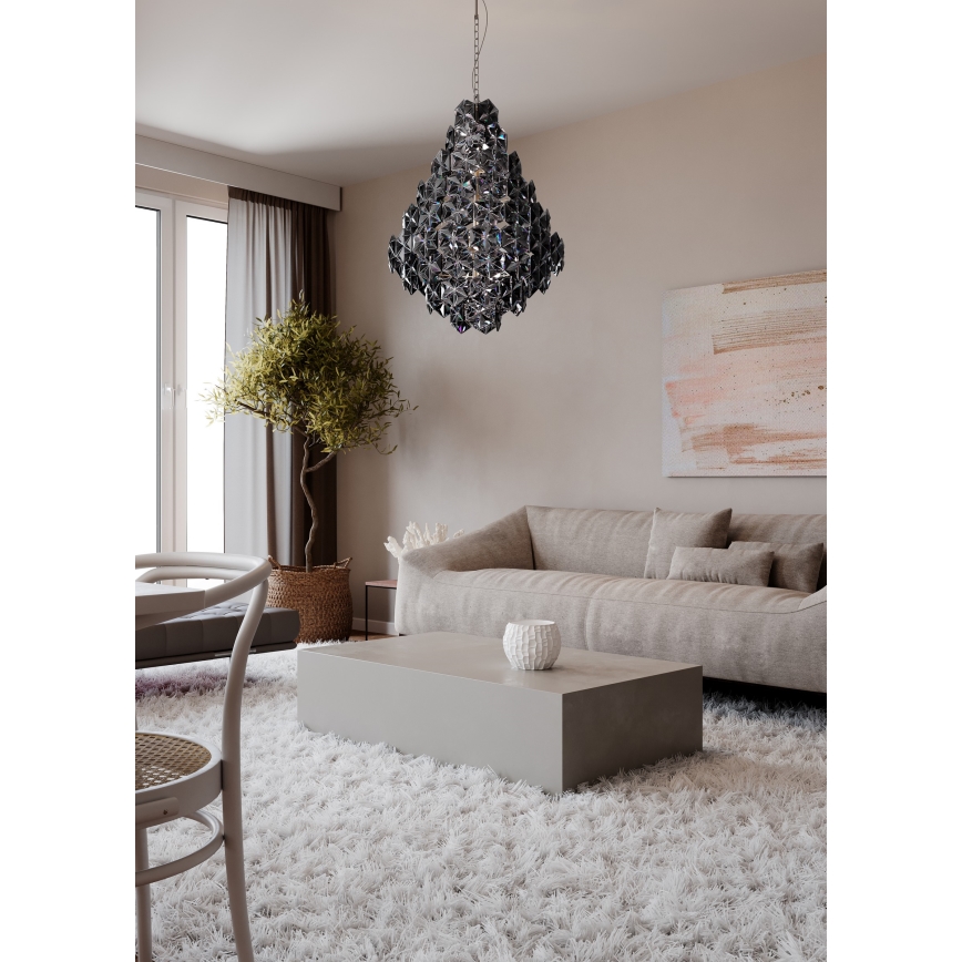 ByRydens - Kronleuchter an Kette MONARQUE GRANDE 11xE14/5W/230V schwarz d 58 cm