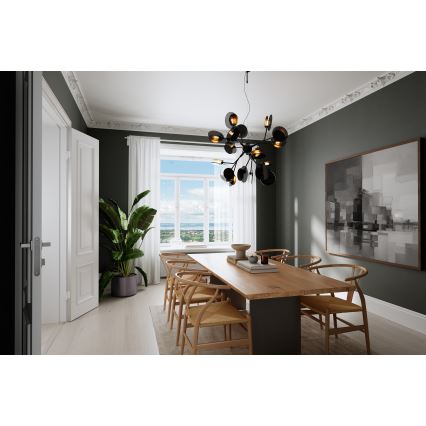 ByRydens - Lampadario a sospensione con filo TURNO 18xG9/4W/230V oro/nero diametro 80 cm
