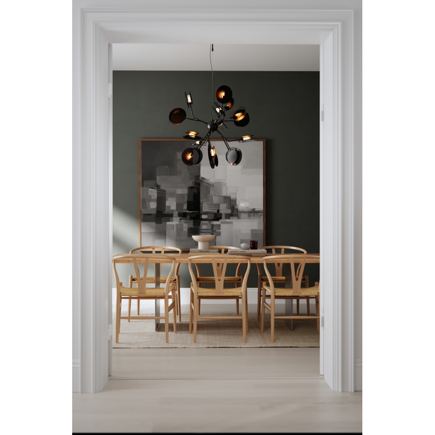 ByRydens - Lampadario a sospensione con filo TURNO 18xG9/4W/230V oro/nero diametro 80 cm