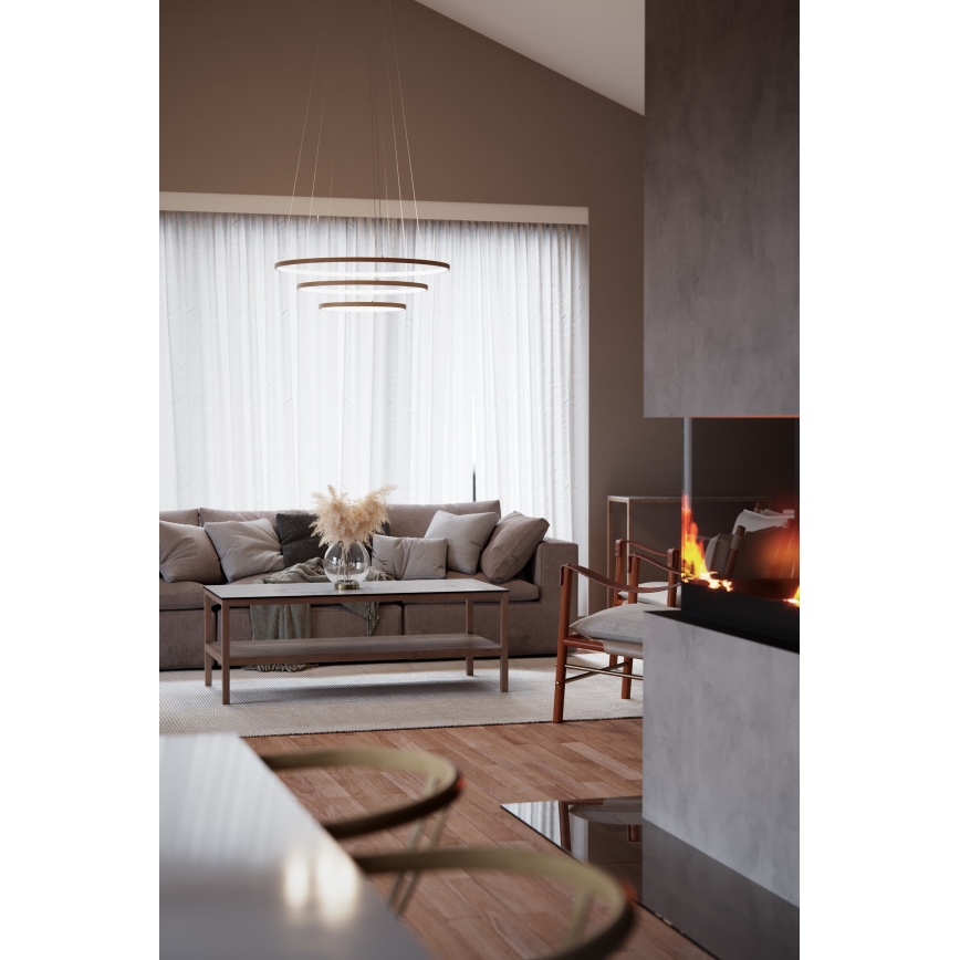 ByRydens - Lampadario LED a sospensione con filo TRIONE LED/45W/230V marrone diametro 80 cm