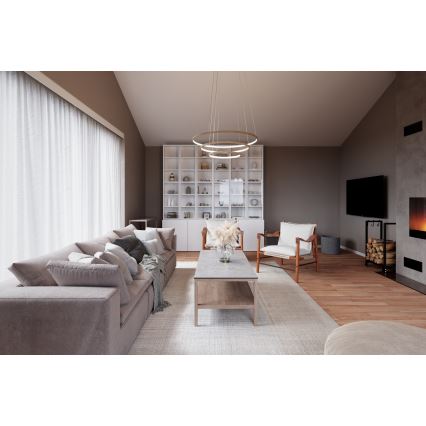 ByRydens - Lampadario LED a sospensione con filo TRIONE LED/45W/230V marrone diametro 80 cm