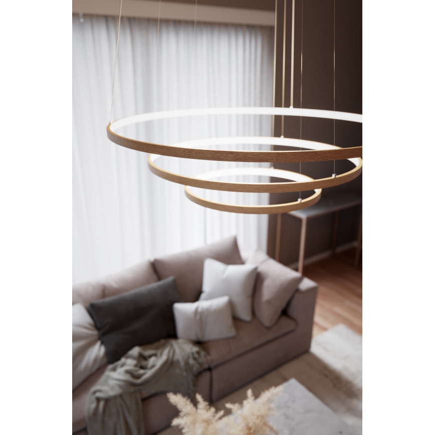 ByRydens – LED-Pendelleuchte TRIONE mit Seilaufhängung LED/45W/230V, beige, Ø 80 cm