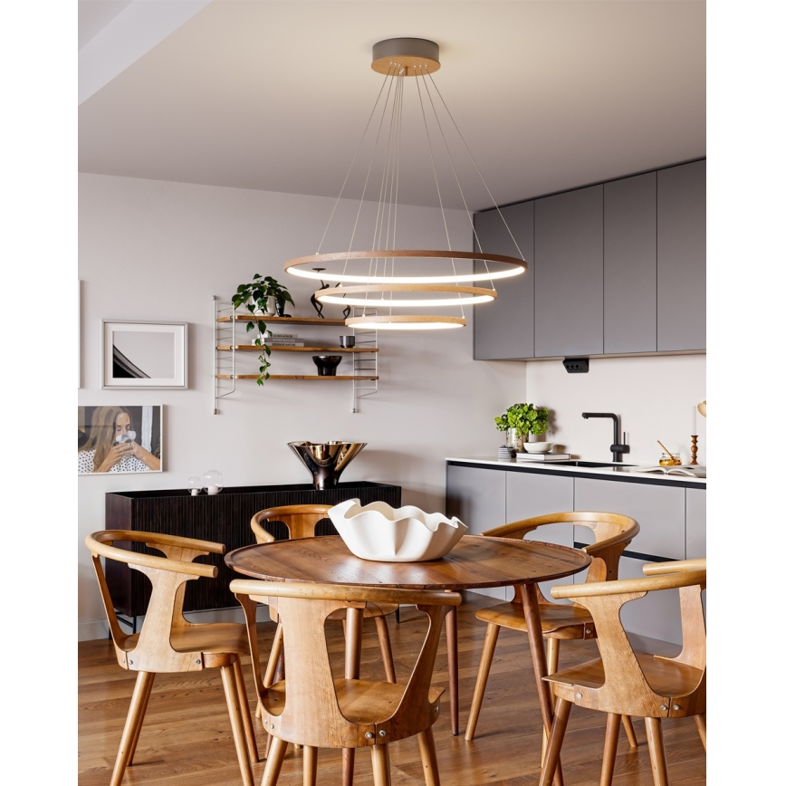 ByRydens - LED-Pendelleuchte mit Kabelaufhängung TRIONE LED/45W/230V braun Ø 80 cm