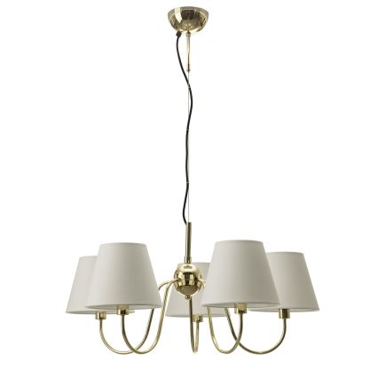 ByRydens - Lampadario a sospensione con cavo LYNF 5xE14/8W/230V ottone/bianco