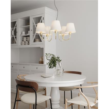 ByRydens - Suspension sur câble LYNF 5xE14/8W/230V laiton/blanc