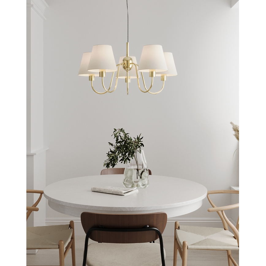 ByRydens - Suspension sur câble LYNF 5xE14/8W/230V laiton/blanc
