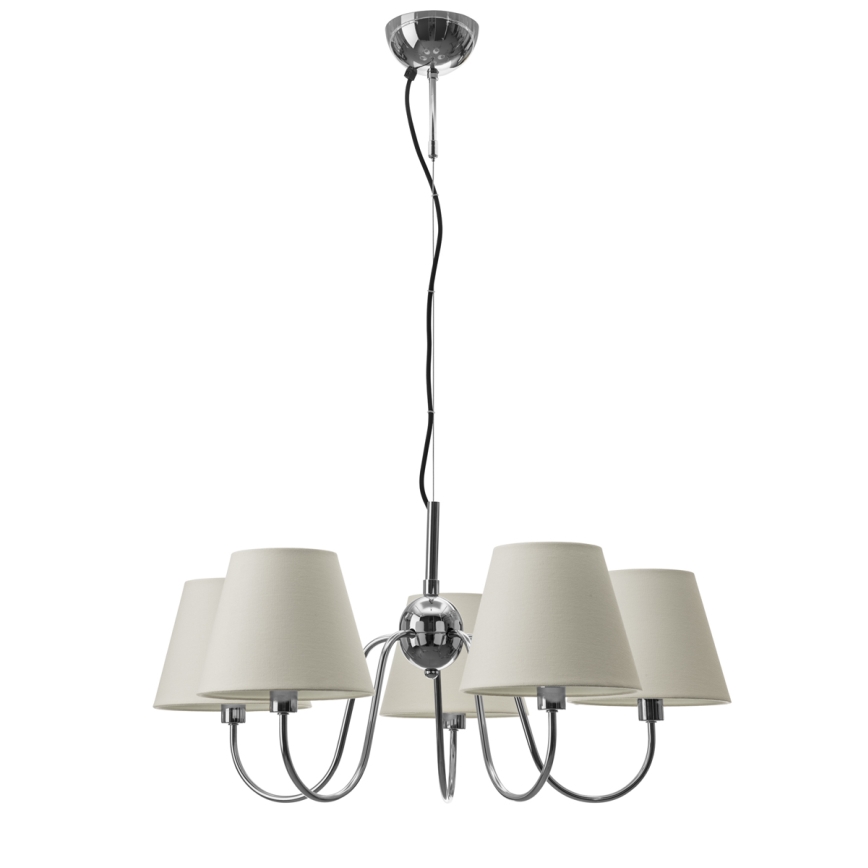 ByRydens - Hängeleuchte an Stahlseil LYNF 5xE14/8W/230V glänzender Chrom/Weiß