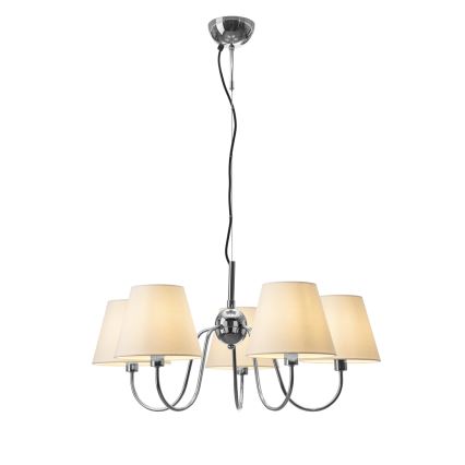 ByRydens - Hängeleuchte an Stahlseil LYNF 5xE14/8W/230V glänzender Chrom/Weiß