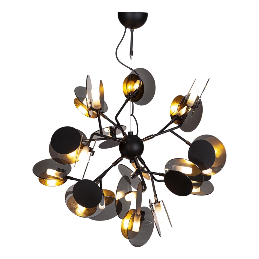 ByRydens - Lampadario a sospensione con filo TURNO 18xG9/4W/230V oro/nero diametro 80 cm