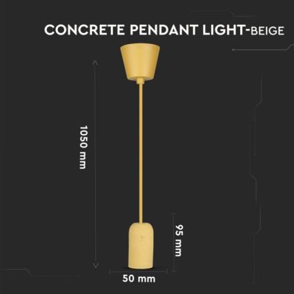 Câble d'alimentation 1xE27/60W/230V béton/beige