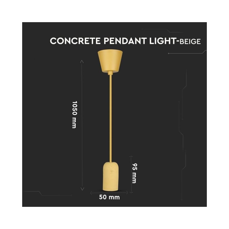 Câble d'alimentation 1xE27/60W/230V béton/beige