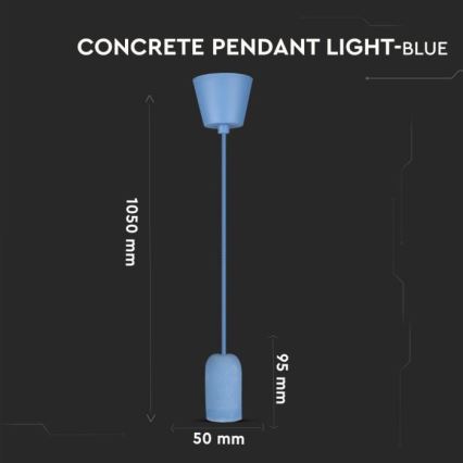 Câble d'alimentation 1xE27/60W/230V béton/bleu