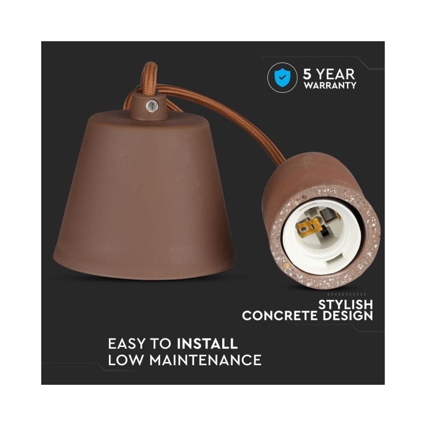 Câble d'alimentation 1xE27/60W/230V béton/marron