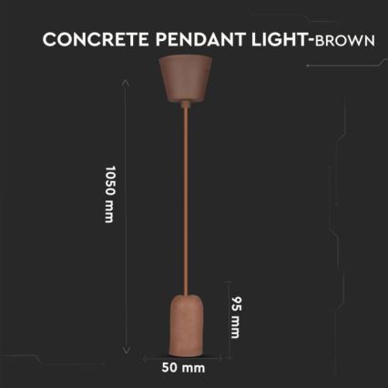 Câble d'alimentation 1xE27/60W/230V béton/marron