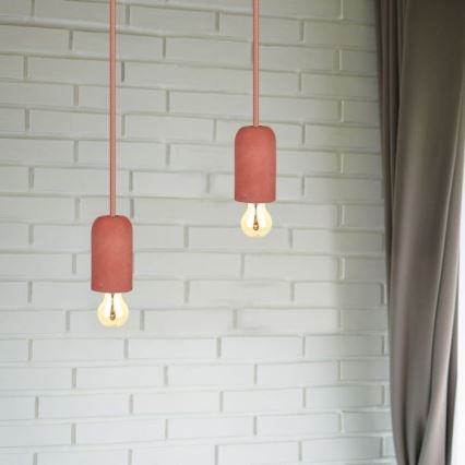 Câble d'alimentation 1xE27/60W/230V béton/rouge