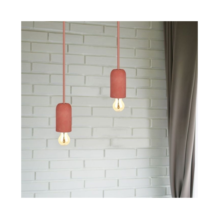 Câble d'alimentation 1xE27/60W/230V béton/rouge