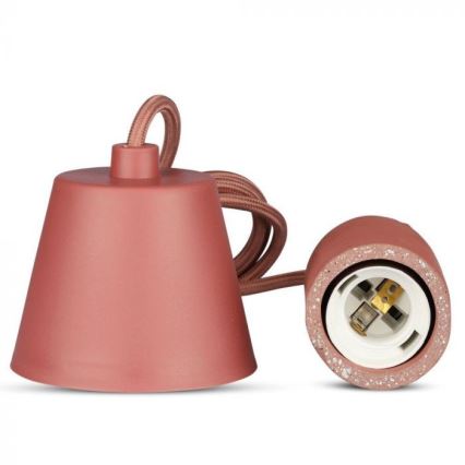 Câble d'alimentation 1xE27/60W/230V béton/rouge