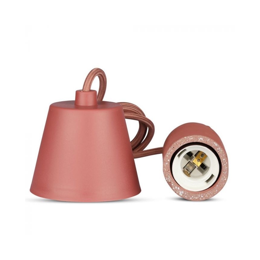 Câble d'alimentation 1xE27/60W/230V béton/rouge