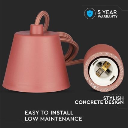 Câble d'alimentation 1xE27/60W/230V béton/rouge