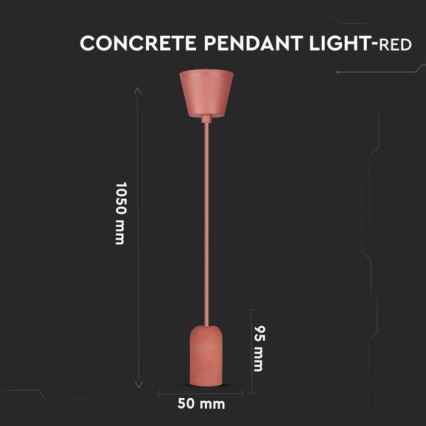 Câble d'alimentation 1xE27/60W/230V béton/rouge