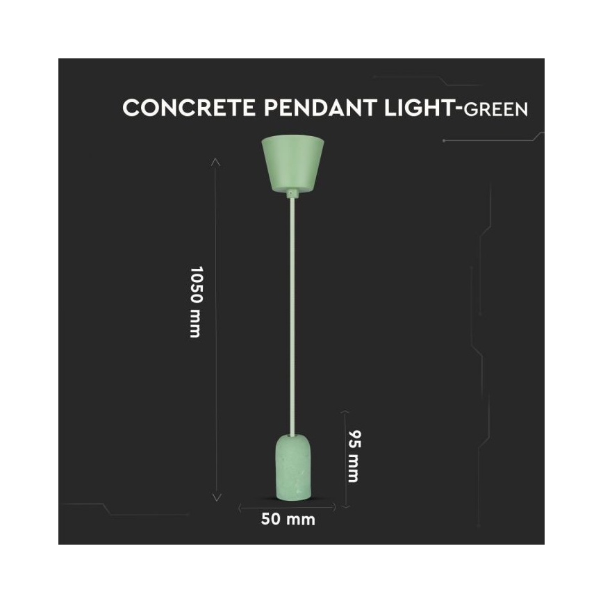 Câble d'alimentation 1xE27/60W/230V béton/vert
