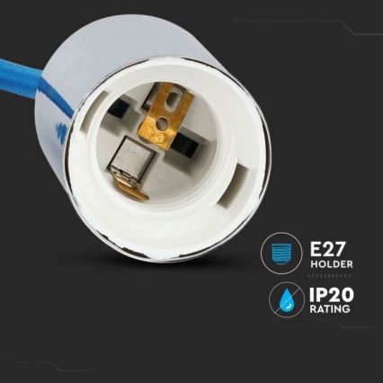 Câble d'alimentation 1xE27/60W/230V bleu/chrome brillant