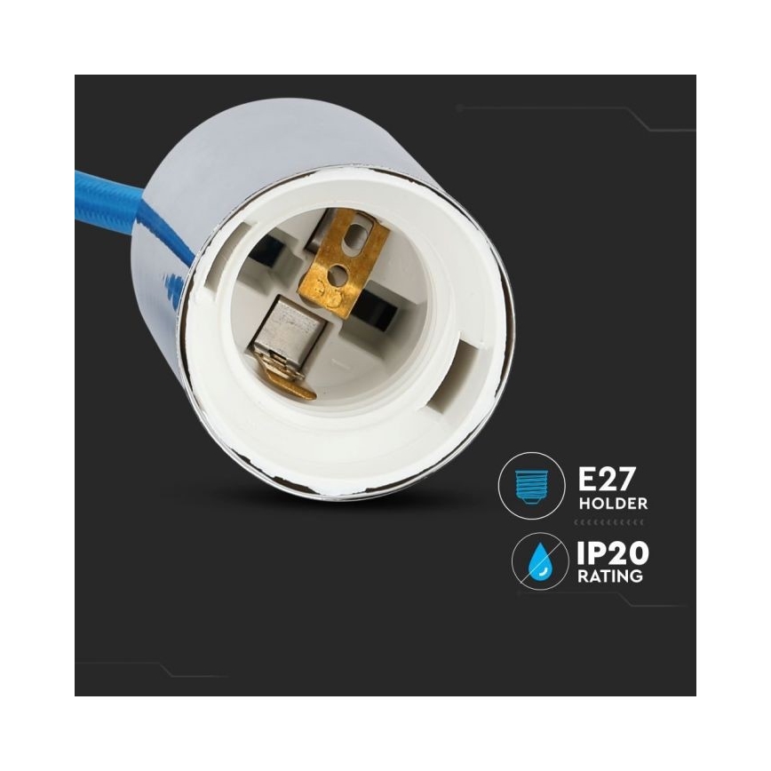 Câble d'alimentation 1xE27/60W/230V bleu/chrome brillant