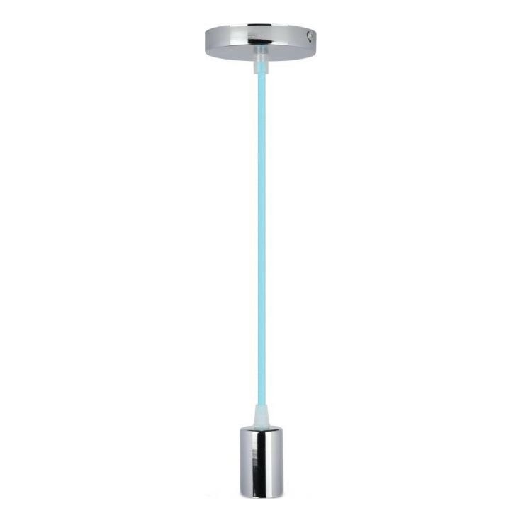 Câble d'alimentation 1xE27/60W/230V bleu clair/chrome brillant