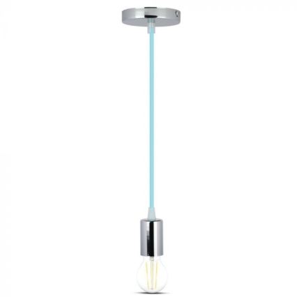 Câble d'alimentation 1xE27/60W/230V bleu clair/chrome brillant
