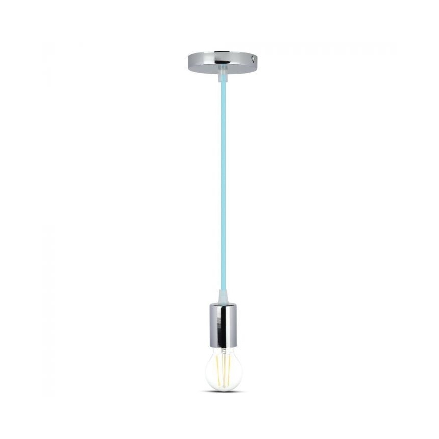 Câble d'alimentation 1xE27/60W/230V bleu clair/chrome brillant