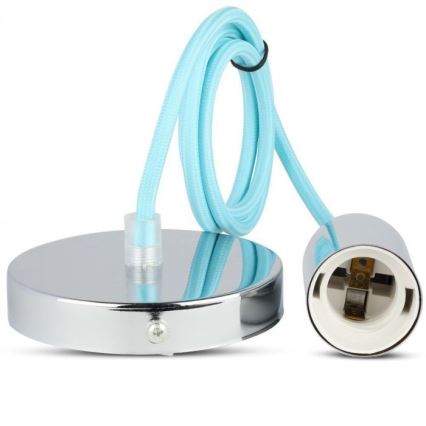 Câble d'alimentation 1xE27/60W/230V bleu clair/chrome brillant