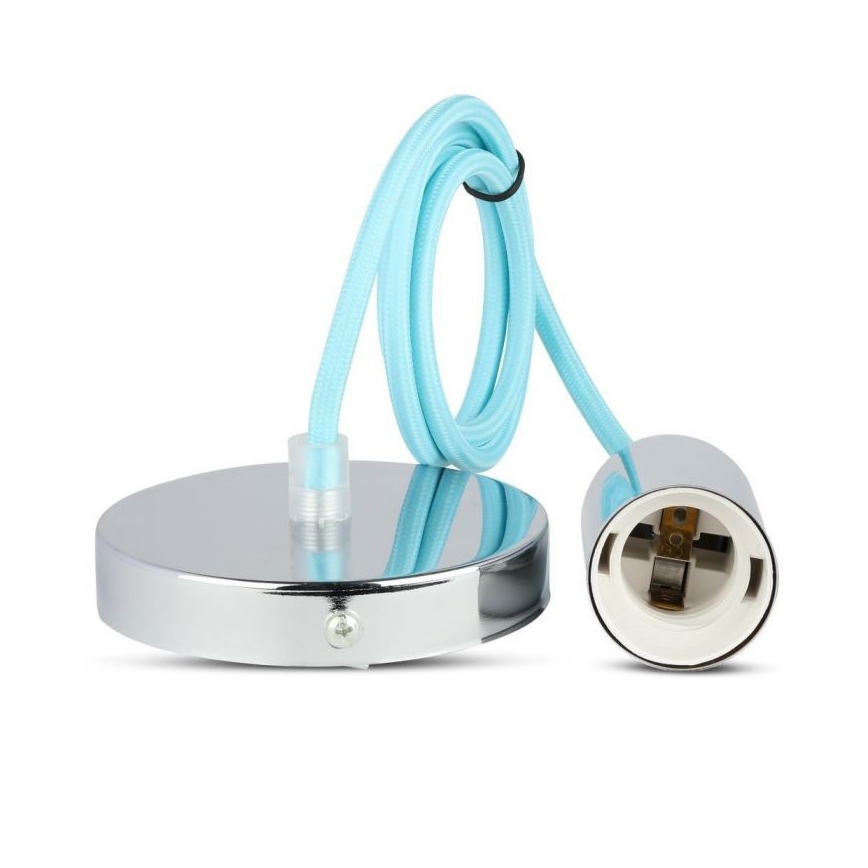 Câble d'alimentation 1xE27/60W/230V bleu clair/chrome brillant