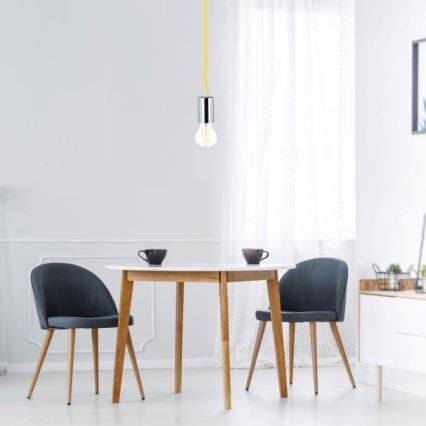 Câble d'alimentation 1xE27/60W/230V jaune/chrome brillant
