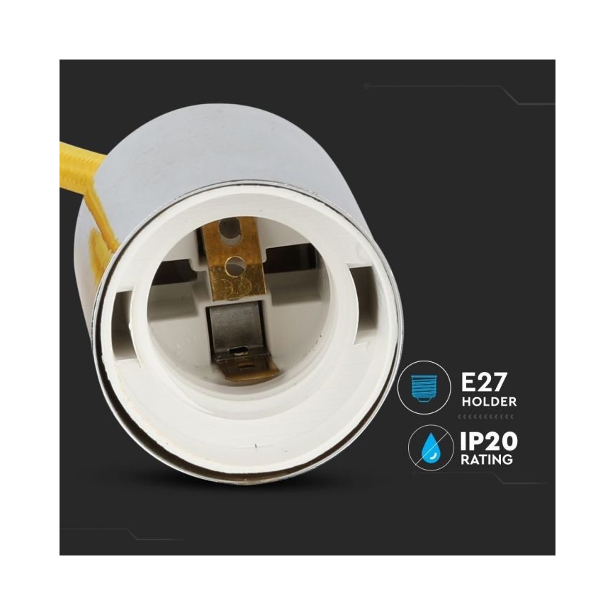 Câble d'alimentation 1xE27/60W/230V jaune/chrome brillant