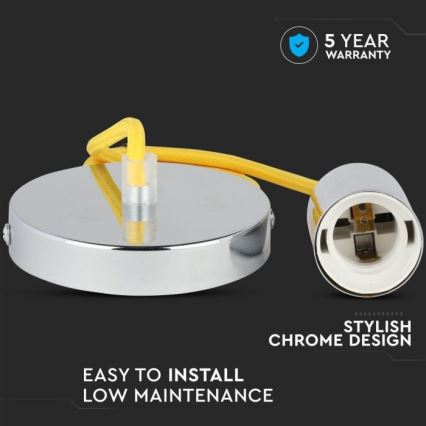 Câble d'alimentation 1xE27/60W/230V jaune/chrome brillant