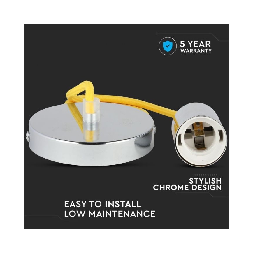 Câble d'alimentation 1xE27/60W/230V jaune/chrome brillant
