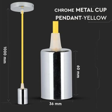 Câble d'alimentation 1xE27/60W/230V jaune/chrome brillant