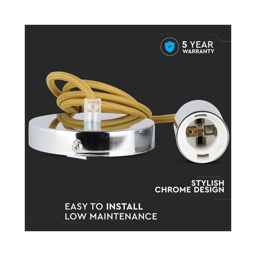 Câble d'alimentation 1xE27/60W/230V marron/chrome brillant