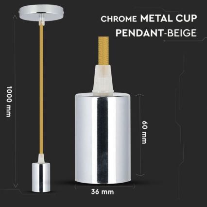 Câble d'alimentation 1xE27/60W/230V marron/chrome brillant