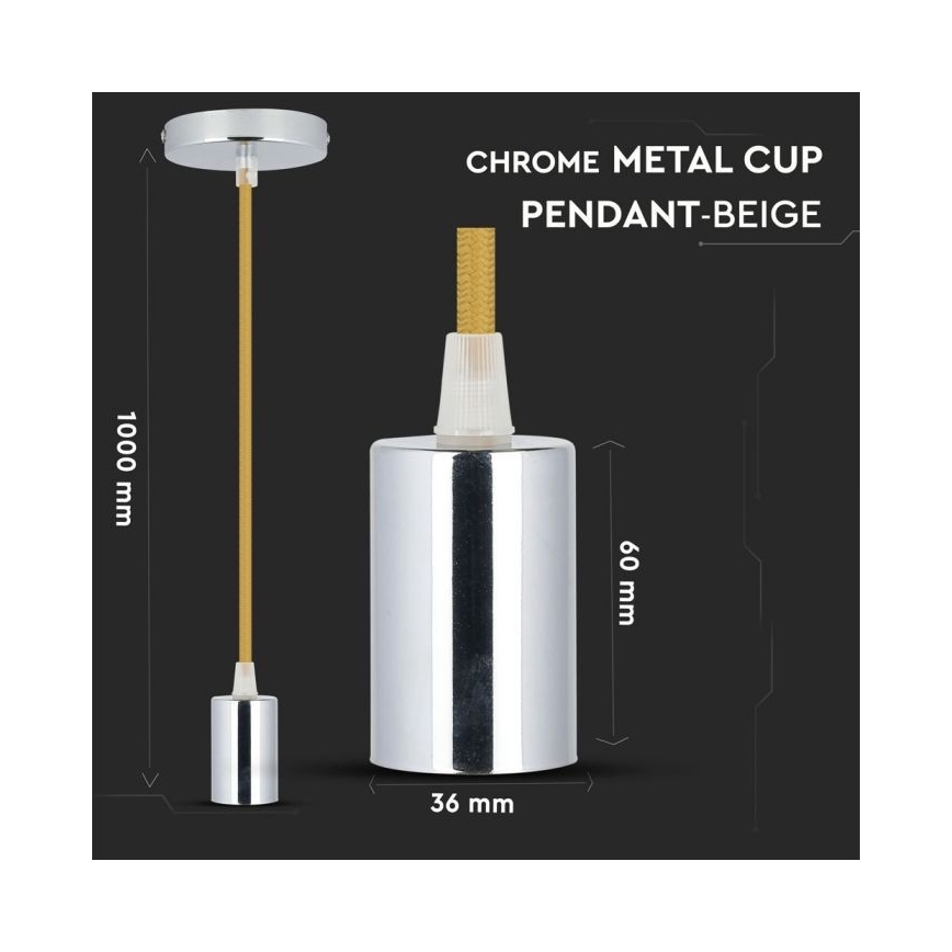 Câble d'alimentation 1xE27/60W/230V marron/chrome brillant