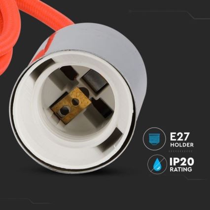 Câble d'alimentation 1xE27/60W/230V orange/chrome brillant