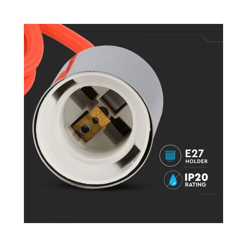 Câble d'alimentation 1xE27/60W/230V orange/chrome brillant