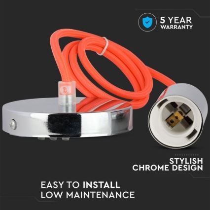 Câble d'alimentation 1xE27/60W/230V orange/chrome brillant
