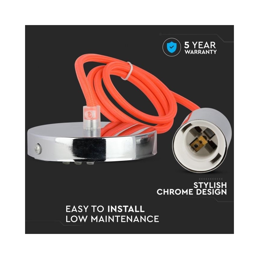 Câble d'alimentation 1xE27/60W/230V orange/chrome brillant