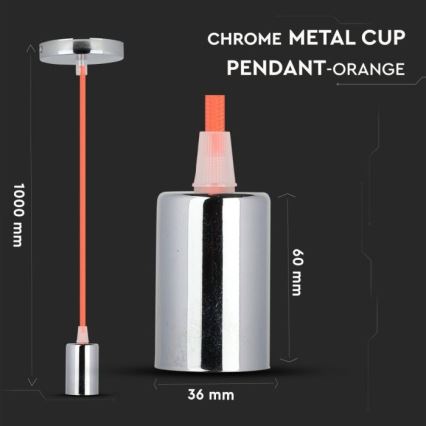 Câble d'alimentation 1xE27/60W/230V orange/chrome brillant