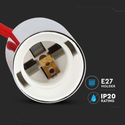 Câble d'alimentation 1xE27/60W/230V rouge/chrome brillant